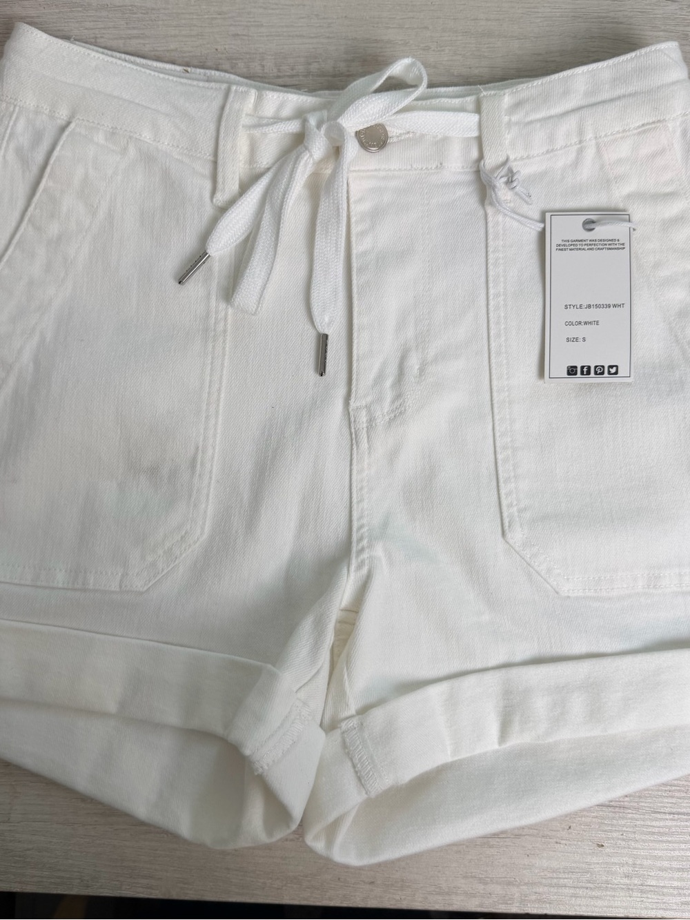 Judy Blue Size Small White Hi Rise Cuffed
Jogger Denim Shorts
